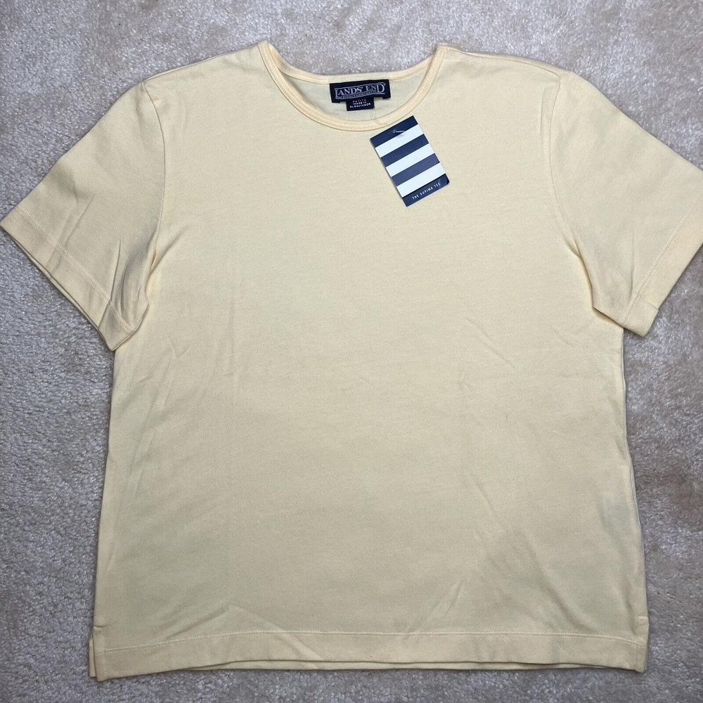 NWT Lands' End Relaxed Supima Cotton Shirt Size Petite XS (2-4) Top Yellow
